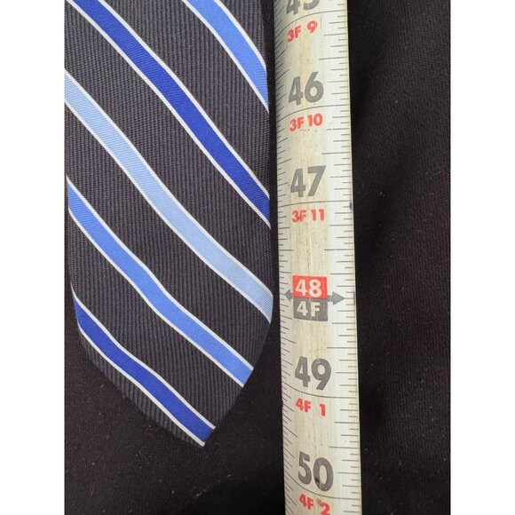 CHAPS RALPH LAUREN REPP Tie Black With Blue Stripe 100% Silk Mens Size 50 in - Picture 3 of 3